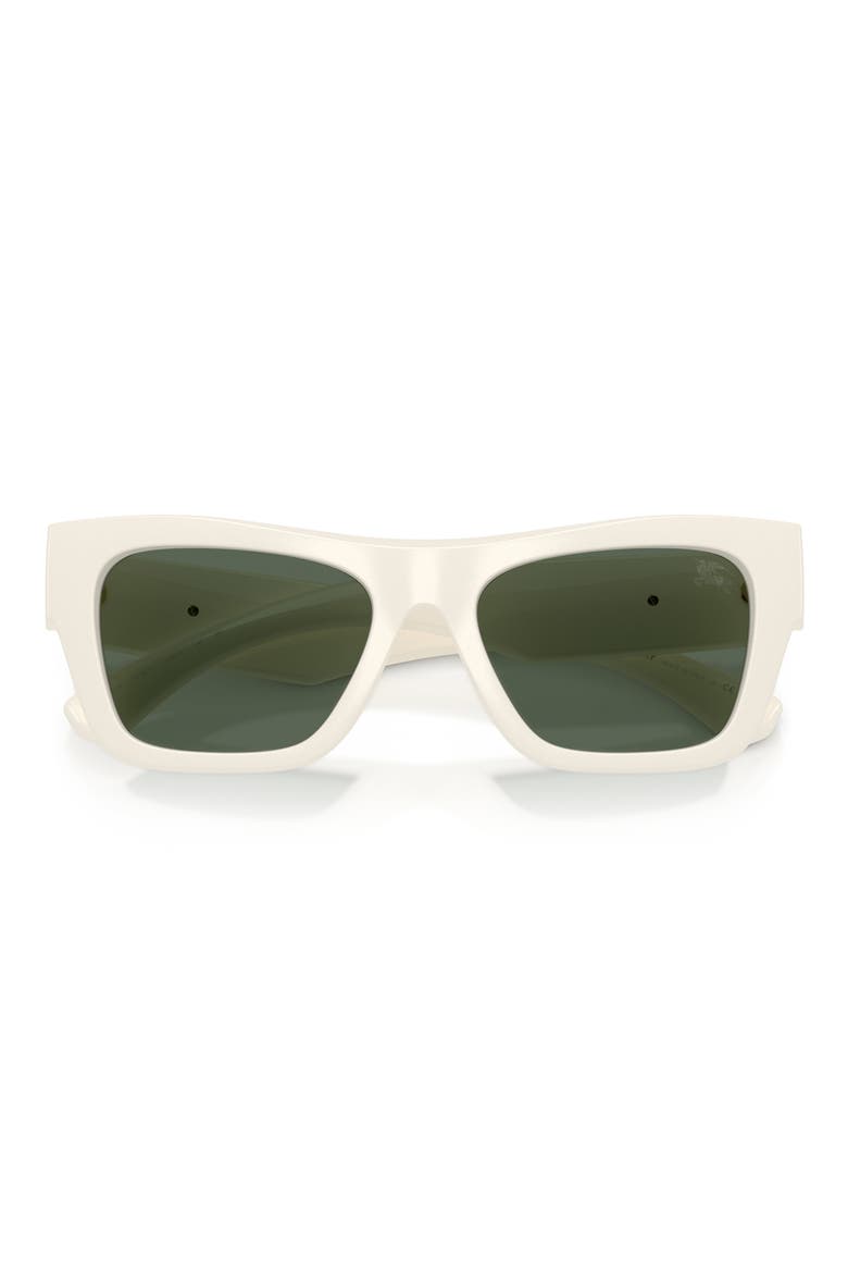 53mm Rectangle Sunglasses, Alternate, color, WHITE / DARK GREEN