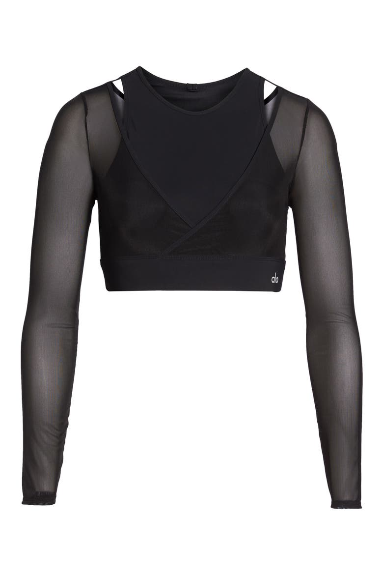 Pivot Layered Look Crop Top, Alternate, color, BLACK