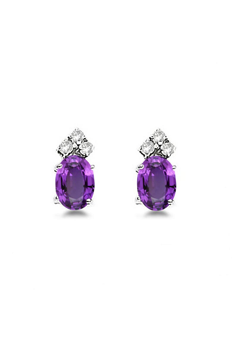 Oval  Stud Earrings 14k, Main, color, amethyst