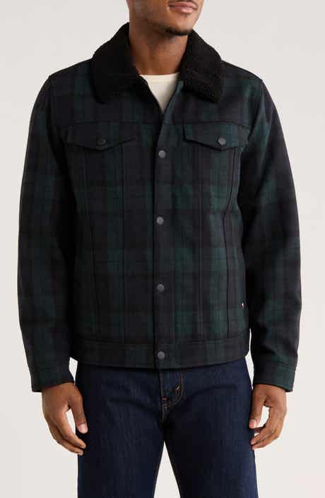 Tommy Hilfiger Plaid Faux Fur Collar Jacket