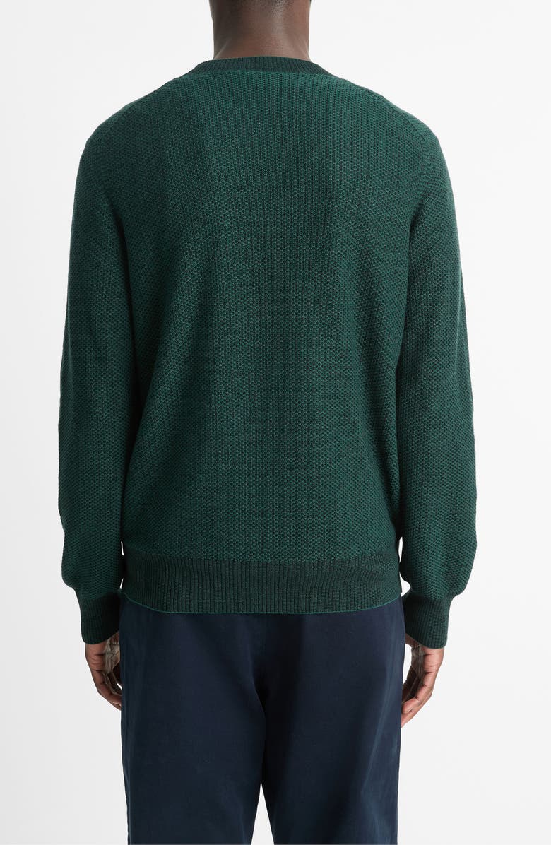 Vince Geometric Jacquard Wool & Cotton Blend Crewneck Sweater, Alternate, color, Emerald Bay/ Black