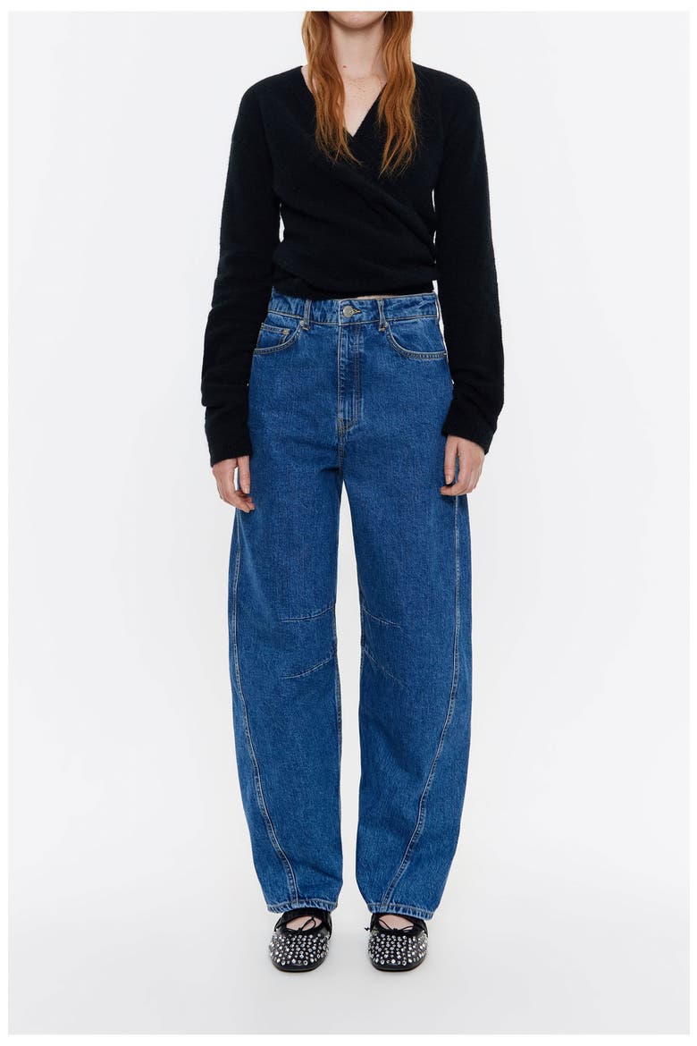 Barrel Mid-Rise Jeans, Main, color, MEDIUM BLUE