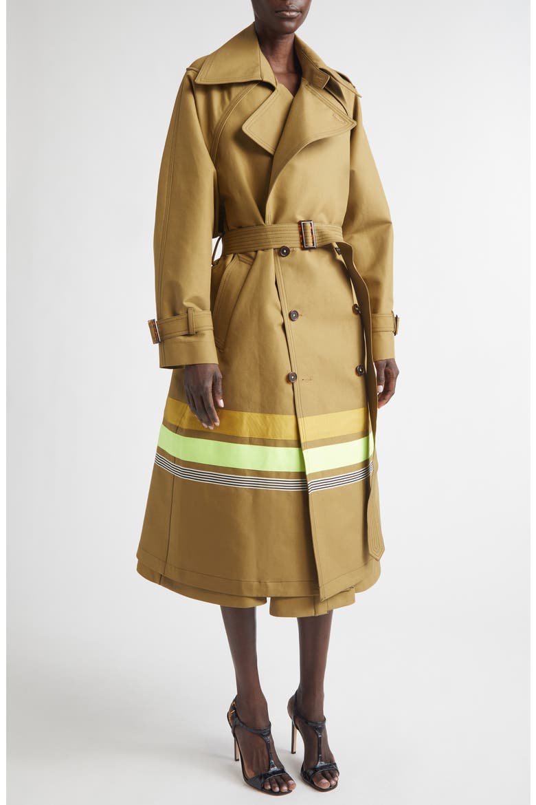 Stripe Detail Oversize Trench Coat, Alternate, color, CARDAMOM