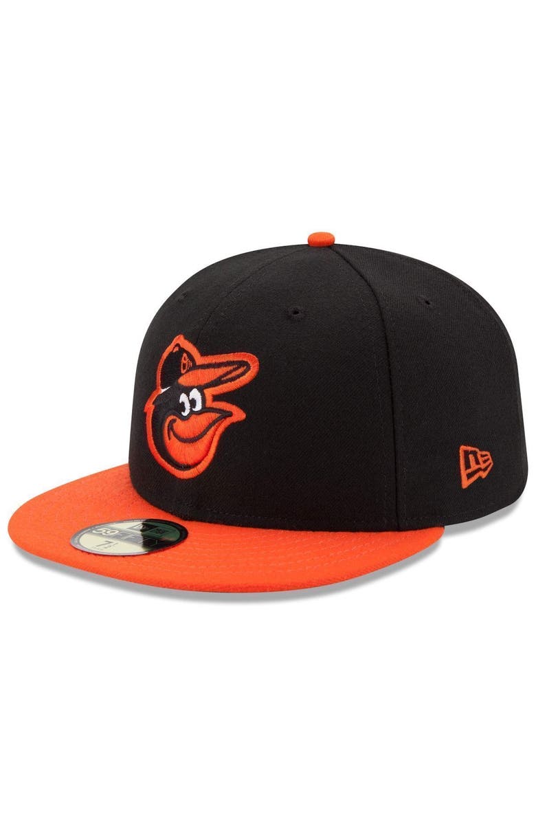 New Era Men's New Era Black/Orange Baltimore Orioles Road Authentic Collection On-Field 59FIFTY Fitted Hat, Main, color, Black