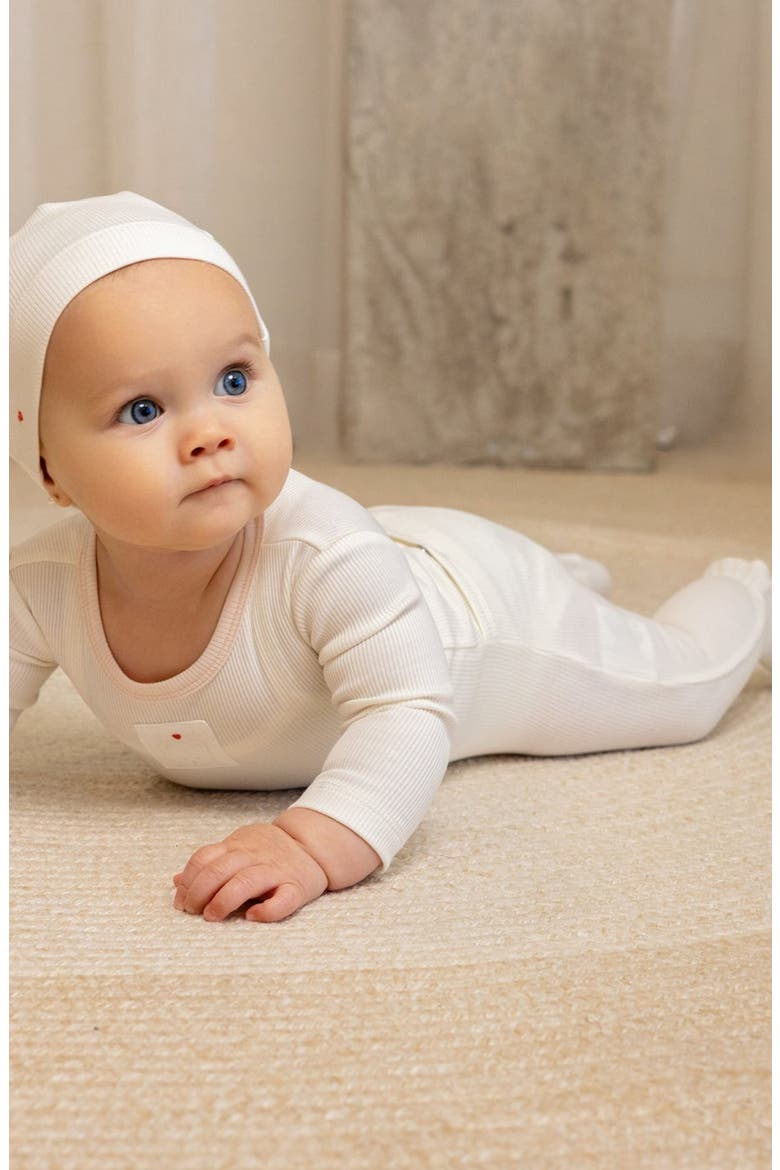 Teddy Patch Footie and Beanie Set, Alternate, color, Pink Print