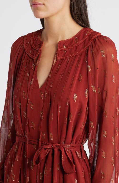 CIEBON CIEBON ELENA METALLIC FIL COUPÉ LONG SLEEVE MIDI DRESS