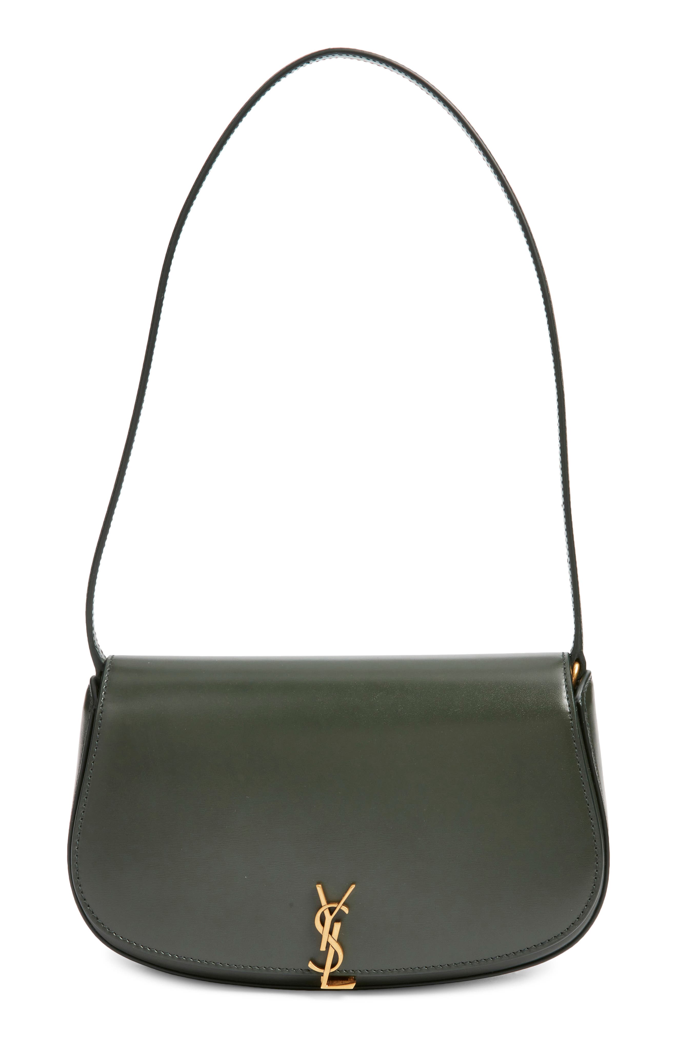 Saint Laurent Mini Voltaire Leather Shoulder Bag, Main, color, Vert Fonce