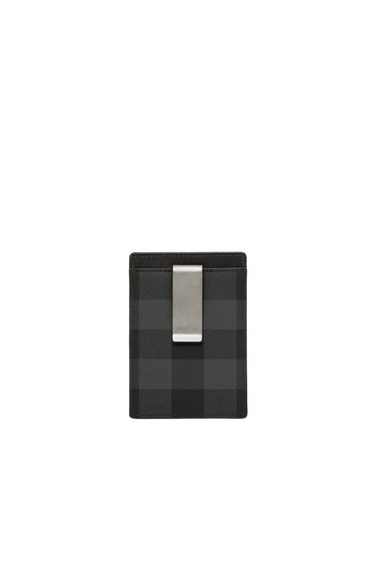 Burberry Check Money Clip Card Case, Alternate, color, Charcoal Grey