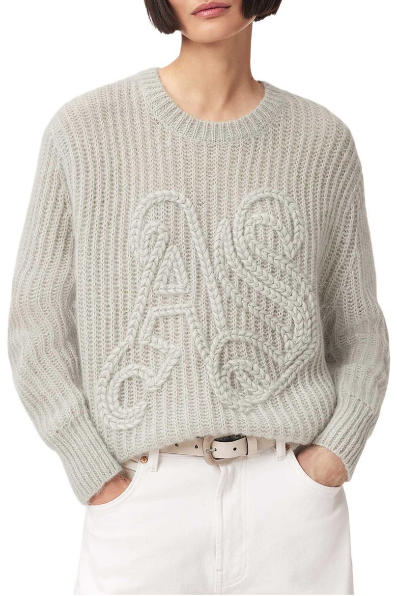Chain Stitch Monogram Mohair & Merino Wool Blend Sweater, Alternate, color, PALE LAUREL GREEN