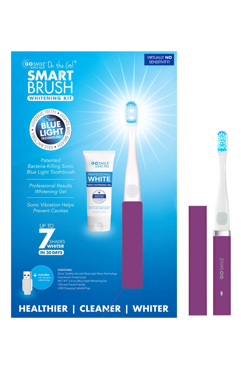GO SMiLE<sup>®</sup> On the Go Sonic Blue Smart Brush Whitening Kit, Main, color, 