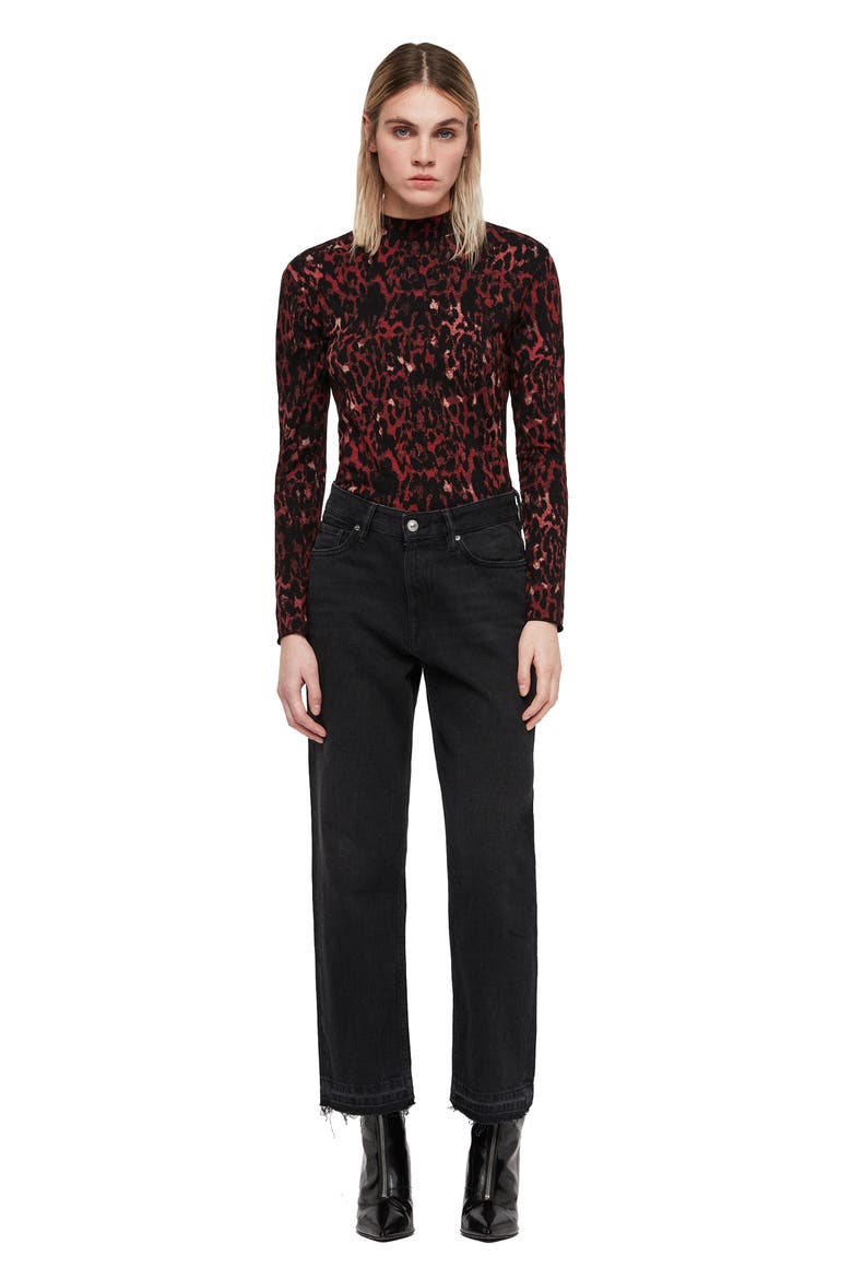 Leopard Red Kiara Shirt, Alternate, color, BLACK
