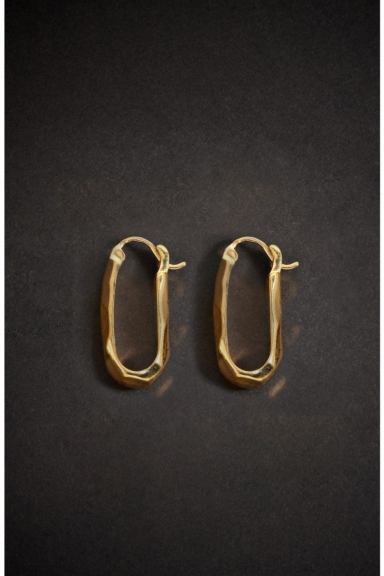 Sanu Soft Hammered Midi Hoop Earrings in Gold, Alternate, color, Gold