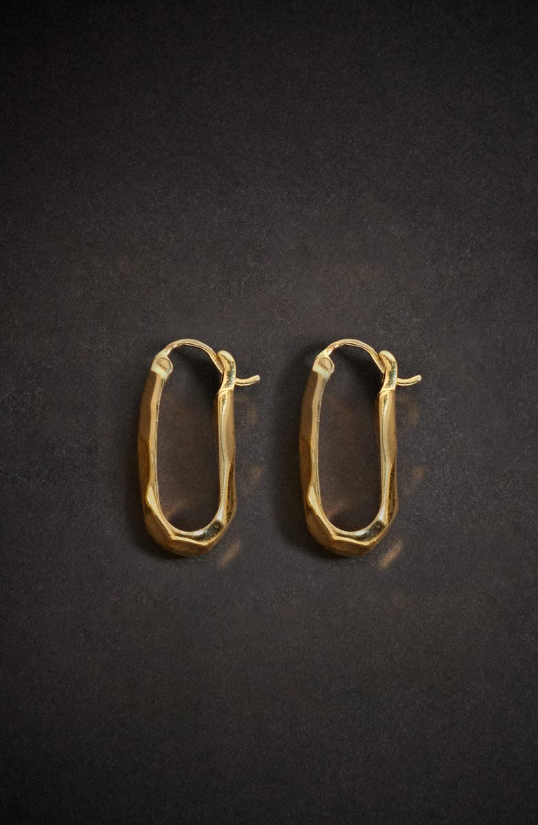 YOJ Sanu Soft Hammered Midi Hoop Earrings in Gold, Alternate, color, Gold