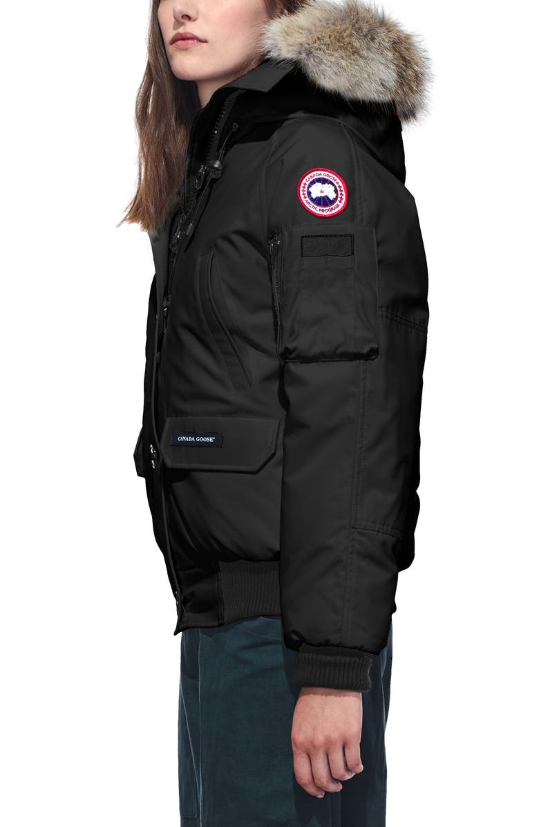 Canada Goose Chilliwack Hooded Down Bomber Jacket with Genuine Coyote Fur Trim, Alternate, color, 