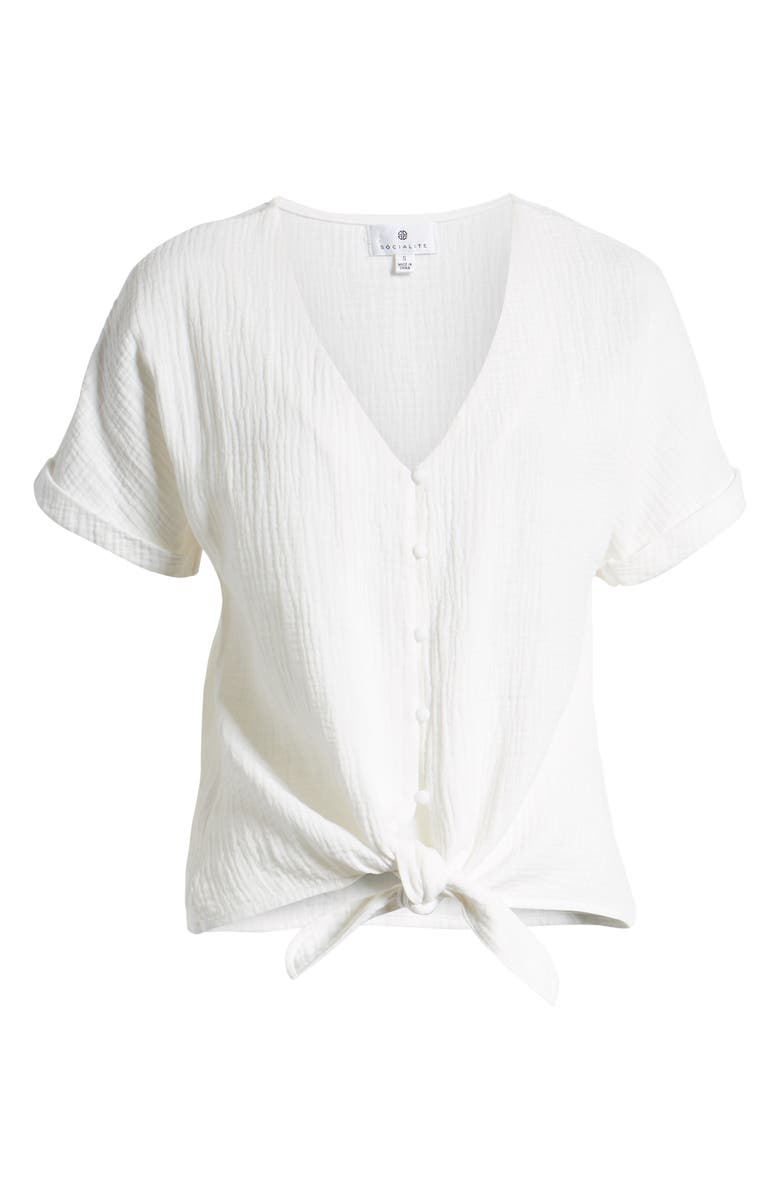 Socialite Tie Hem Gauze Top, Alternate, color, 