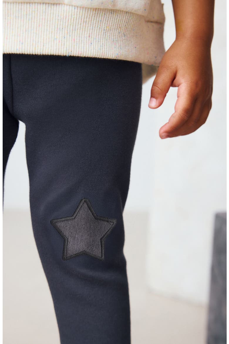 Kids' Star Knee Patch Leggings, Alternate, color, BLACK