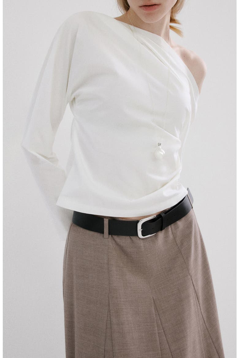 Asymmetric Long Sleeve Woven Shirt, Main, color, OFF WHITE