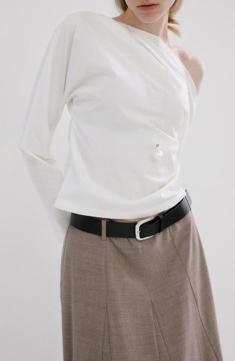 Asymmetric Long Sleeve Woven Shirt