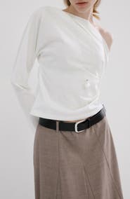 MANGO Asymmetric Long Sleeve Woven Shirt
