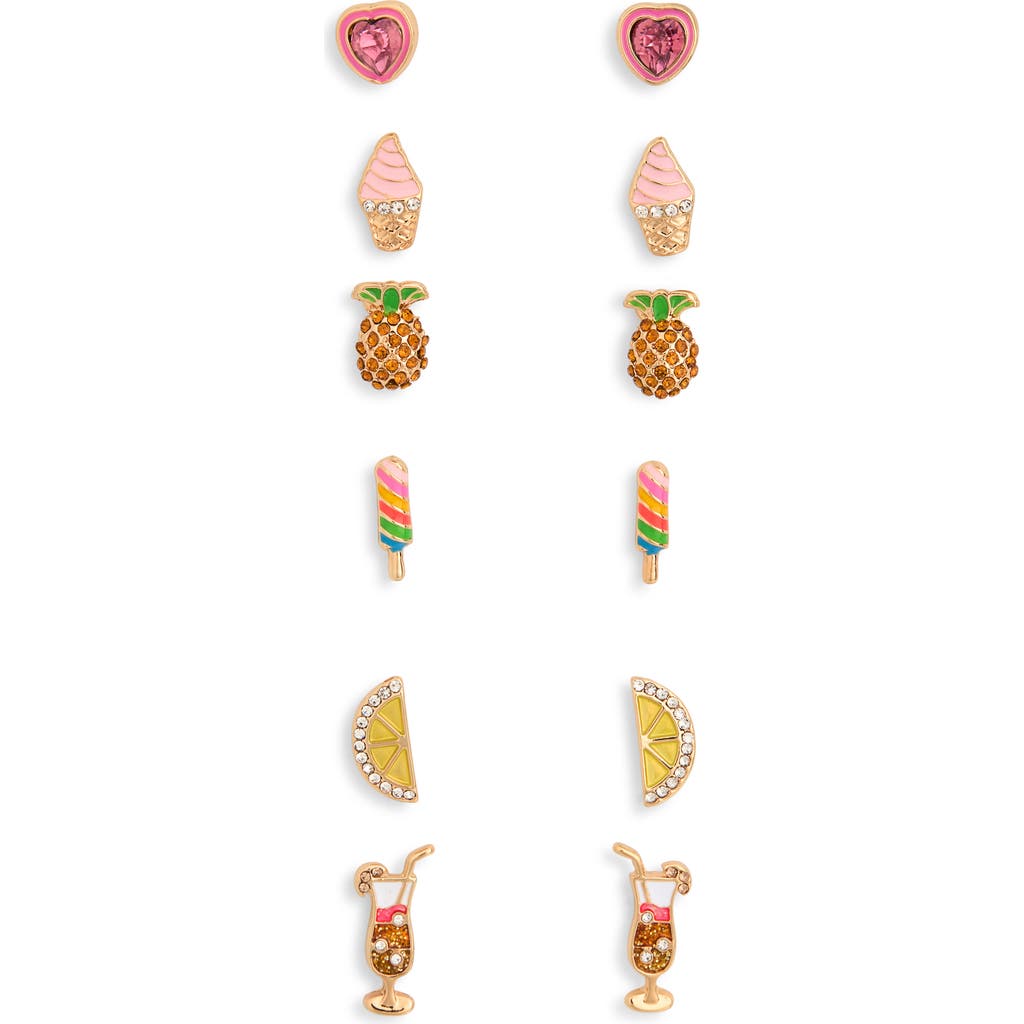 Leith Set Of 6 Sweet Stud Earrings In Multi