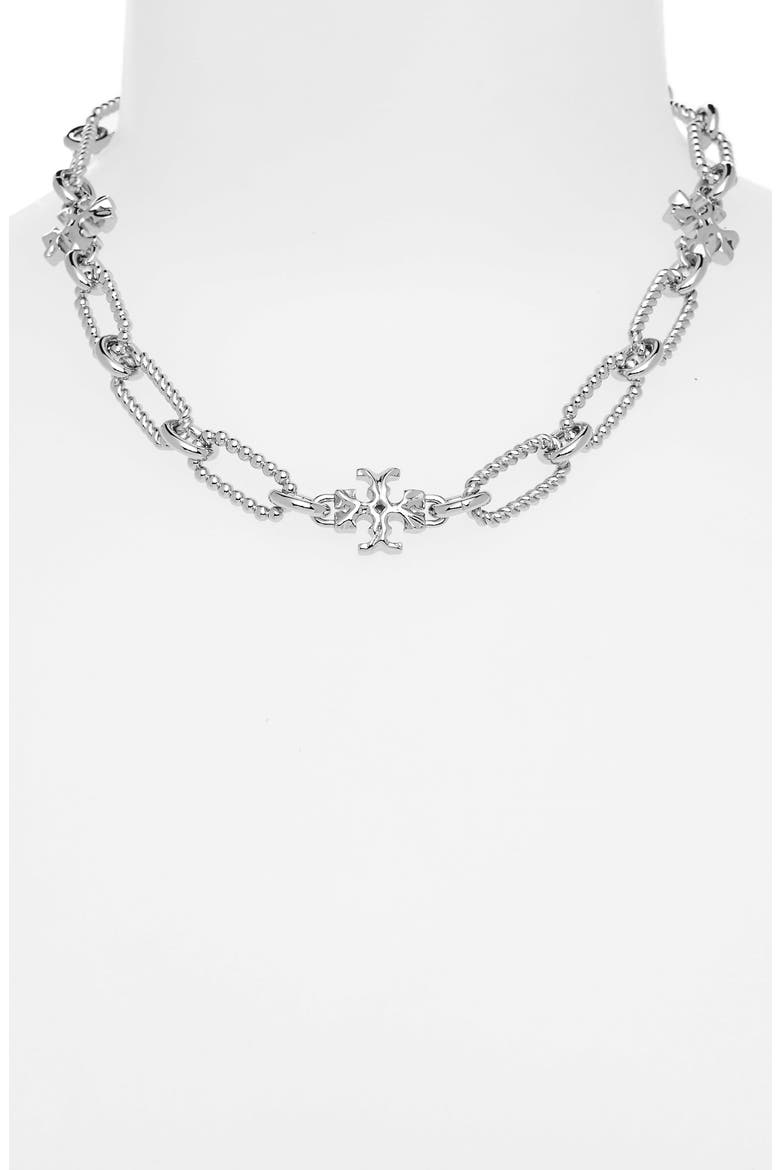 Roxanne Beaded Chain Necklace, Alternate, color, SHINY PEWTER