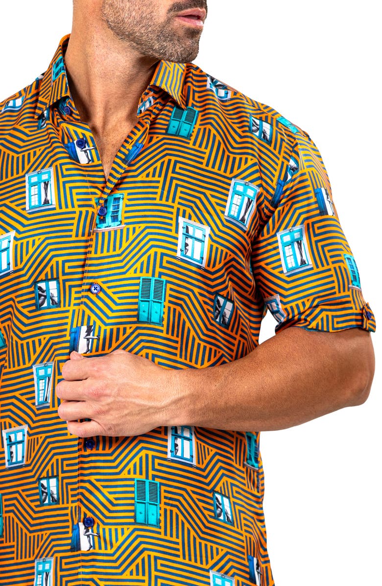 Maceoo Galileo Marthy Short Sleeve Button-Up Shirt, Alternate, color,