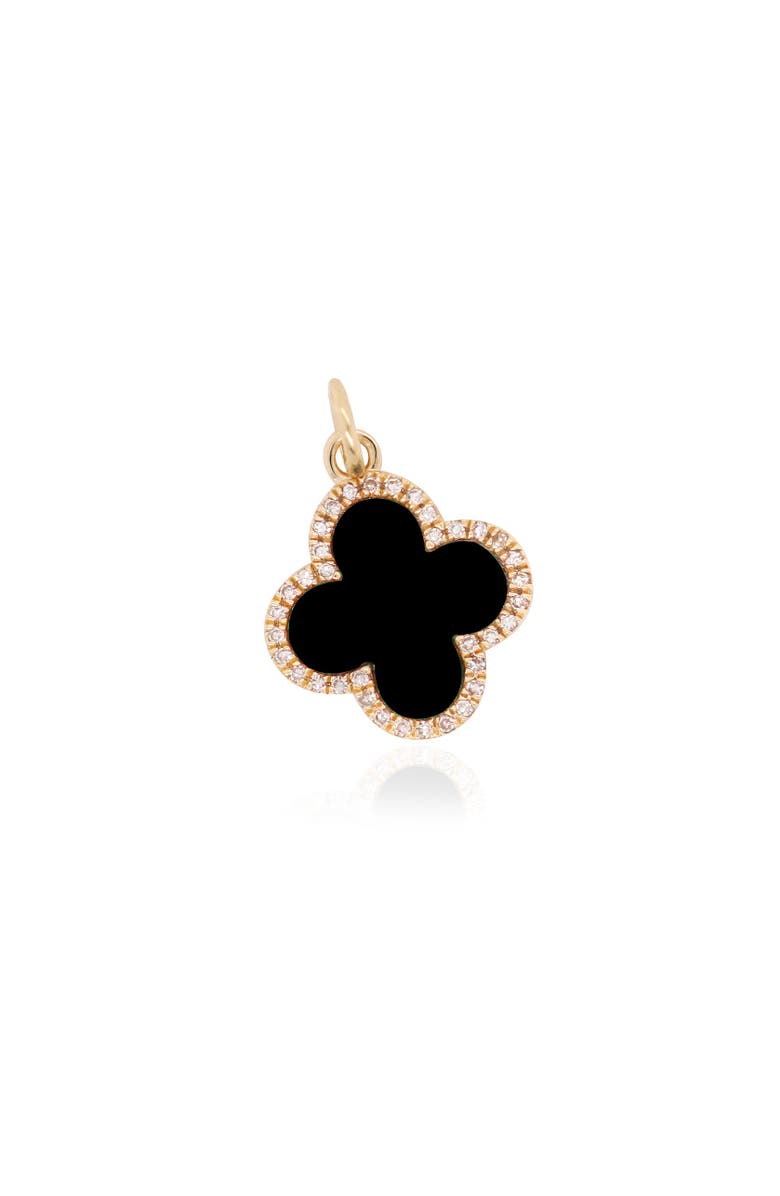 The Lovery Fine Jewelry Onyx Diamond Clover Charm, Main, color, Onyx
