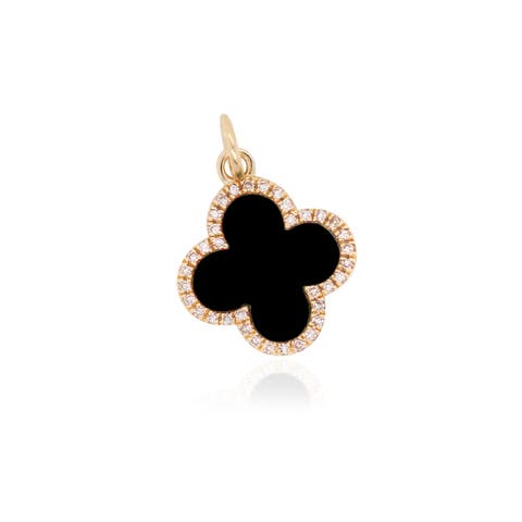 Onyx Diamond Clover Charm