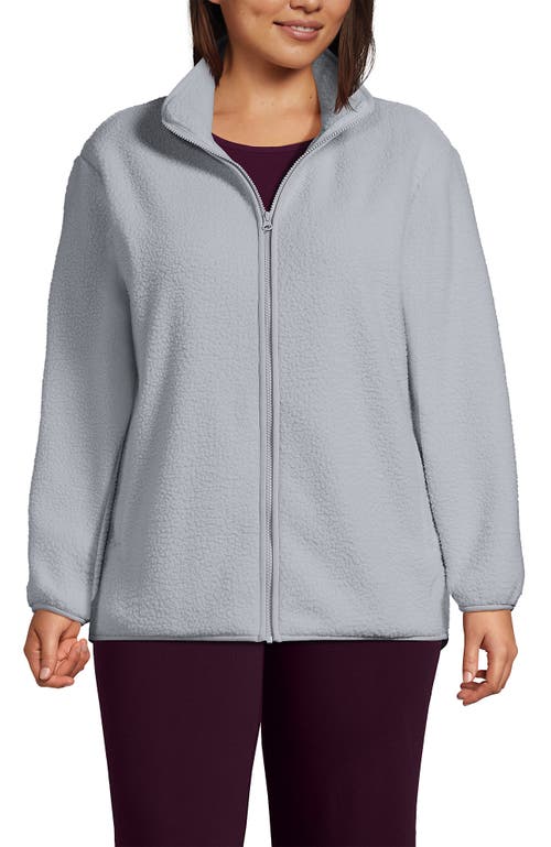 Lands' End Cozy High Pile Full Zip Fleece Jacket In Gray