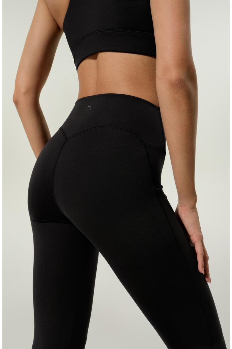Women's Silk Contour High Rise Flared Drape Flow Leggings, Alternate, color, Black