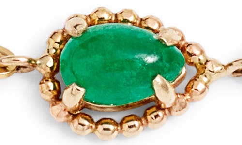 POPPY FINCH POPPY FINCH EMERALD CABOCHON & FRESHWATER PEARL PAPER CLIP BRACELET 
