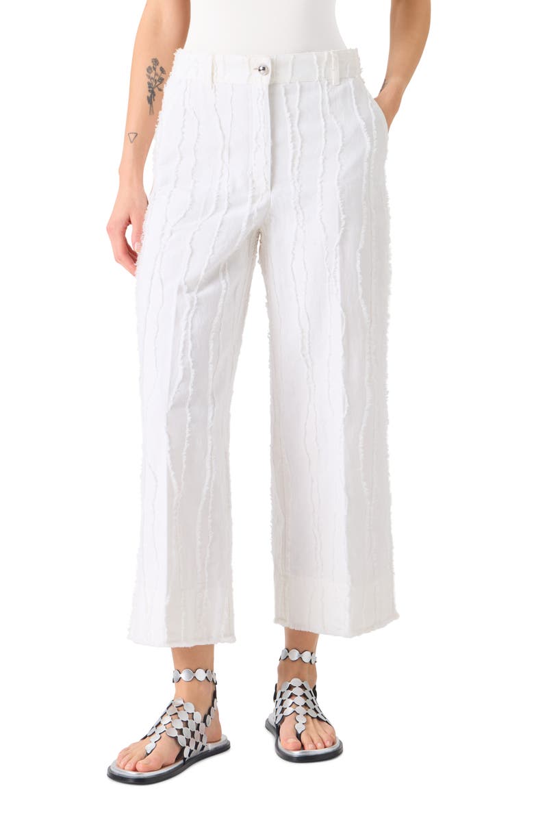 Akris punto Chiara Cotton Fil Coupé Crop Wide Leg Jeans, Main, color, Cream