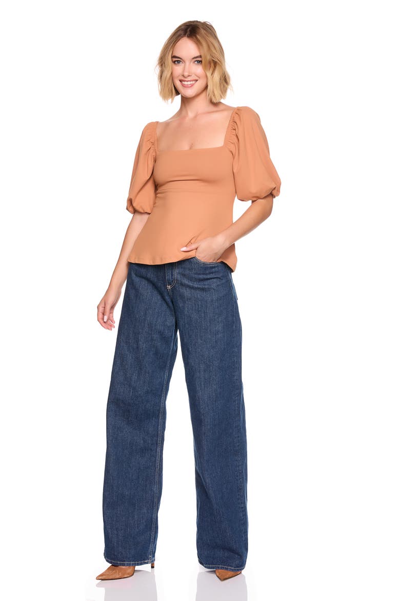 Puff Sleeve Top, Alternate, color, CARAMEL