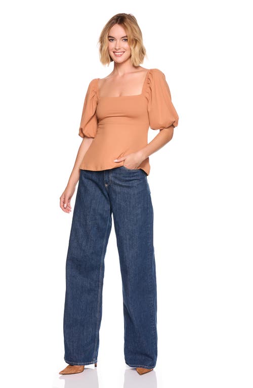 Susana Monaco Puff Sleeve Top In Brown