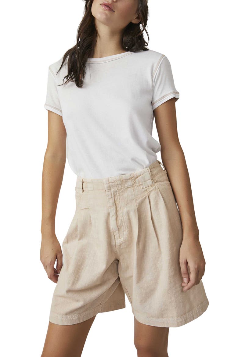 Say So Cotton Trouser Shorts, Alternate, color, PEBBLE