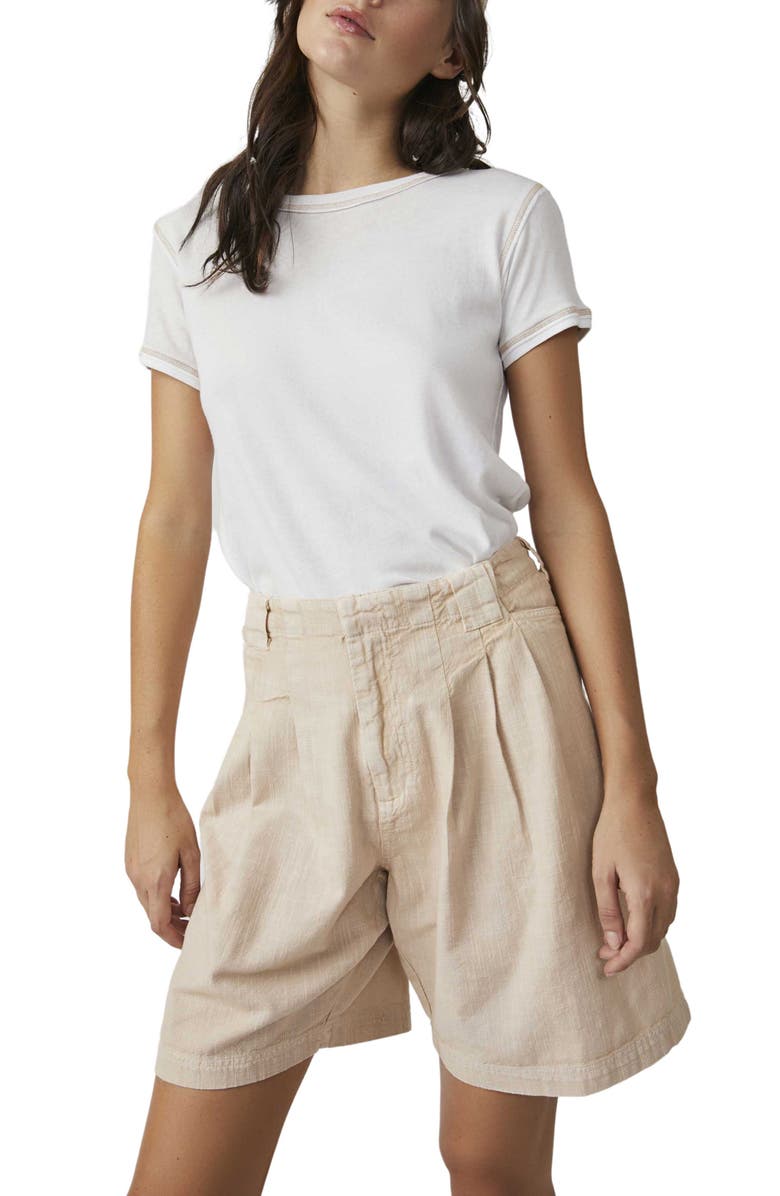 Free People Say So Cotton Trouser Shorts, Alternate, color, 