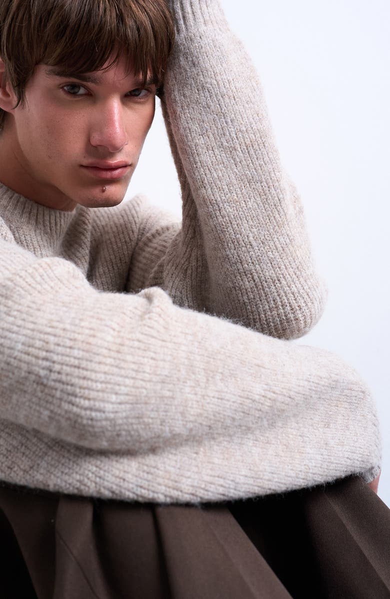 Topman Oversize Crewneck Sweater, Alternate, color, Stone