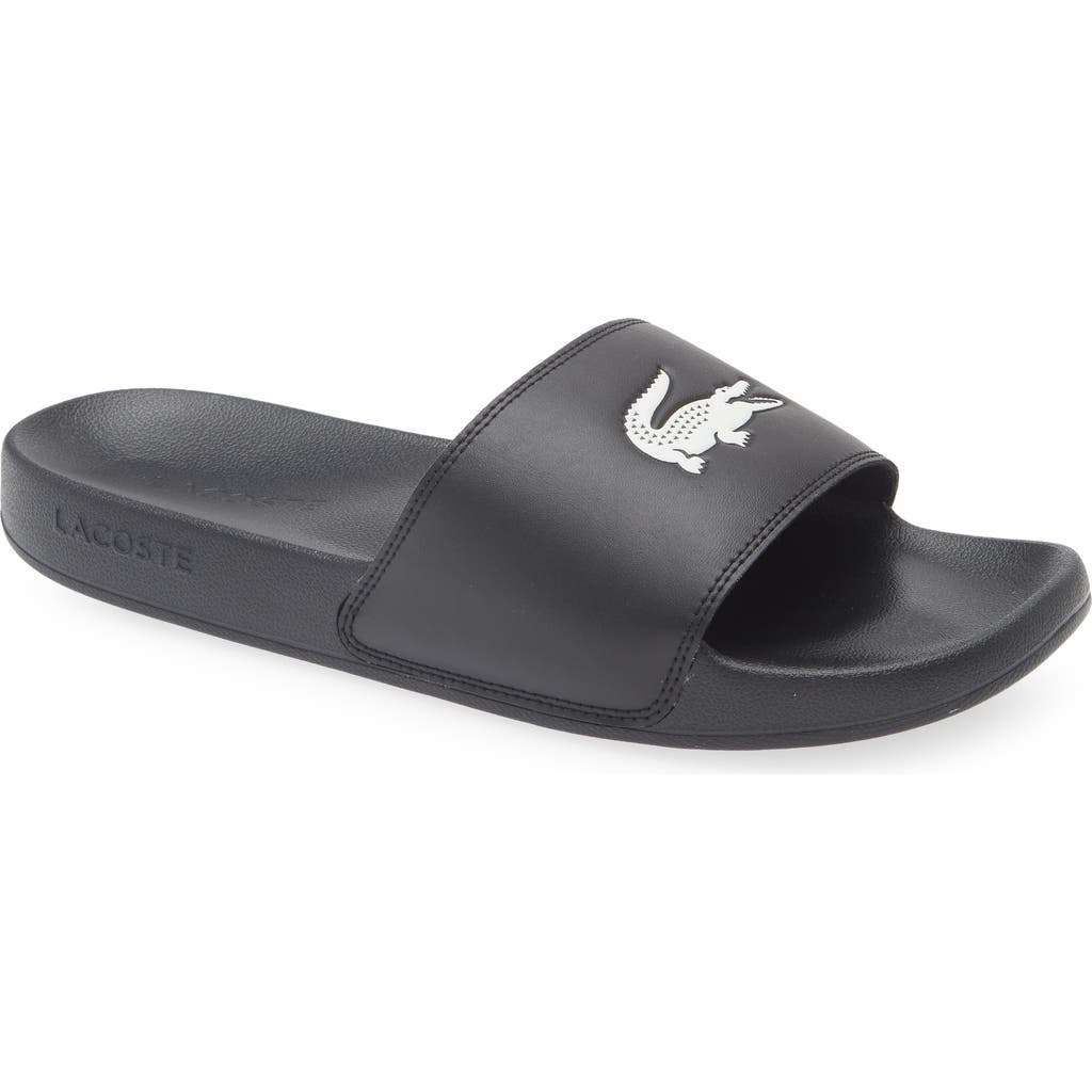 Lacoste Serve Slide Sandal In Black/white