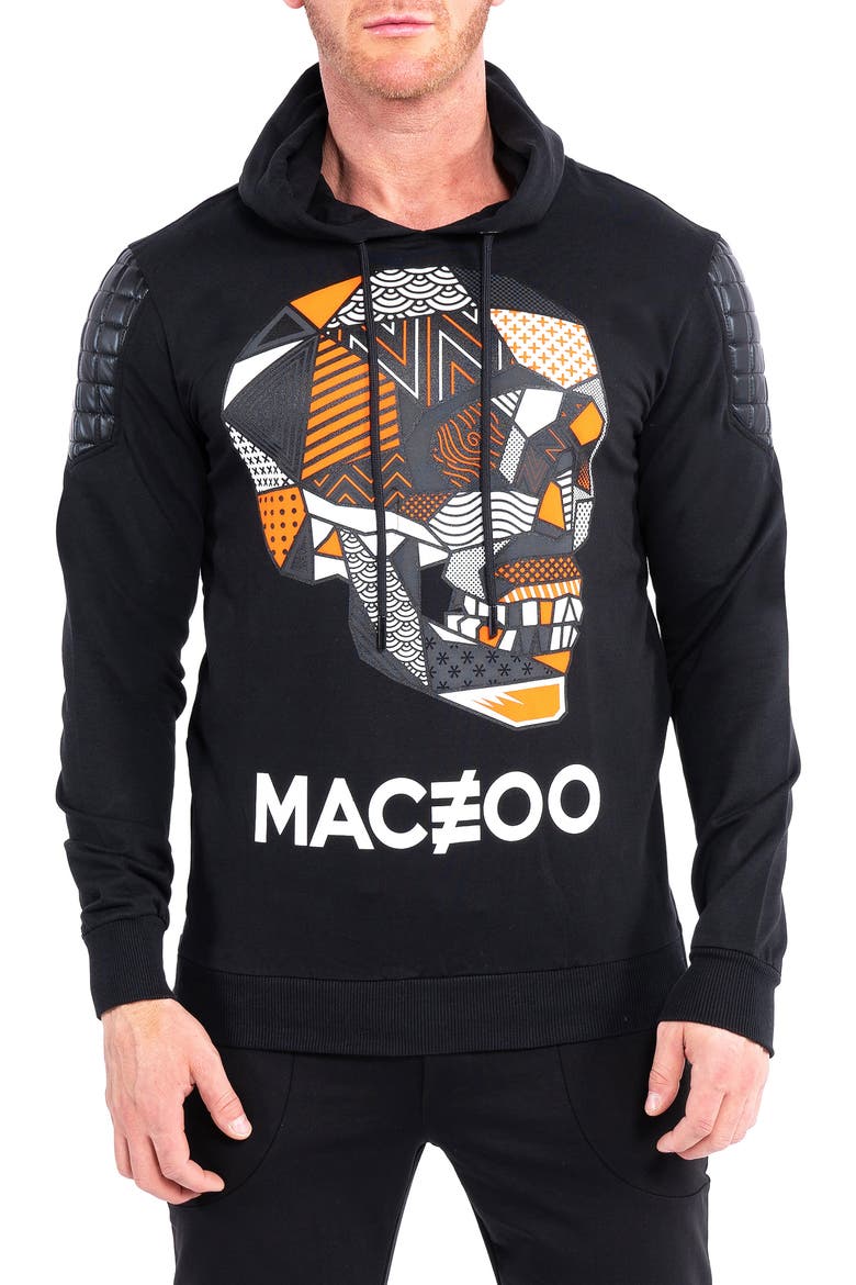 Skull Black Hoodie, Main, color, BLACK
