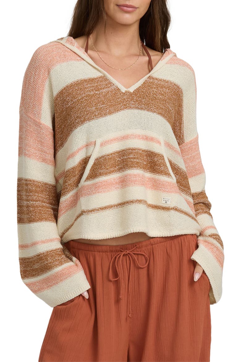Baja Stripe Sweater Hoodie, Main, color, CAMEL/ BEIGE