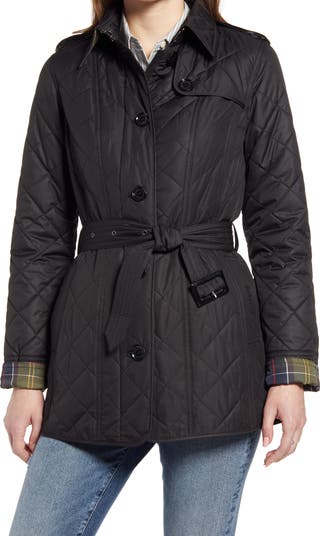 Barbour Quilted orders Belted Jacket in Black US 8