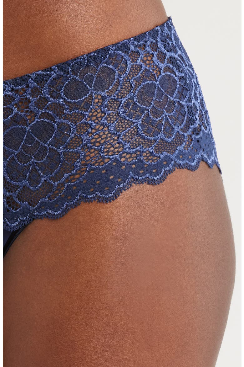 'Caresse' Lace Boyshorts, Alternate, color, INK BLUE