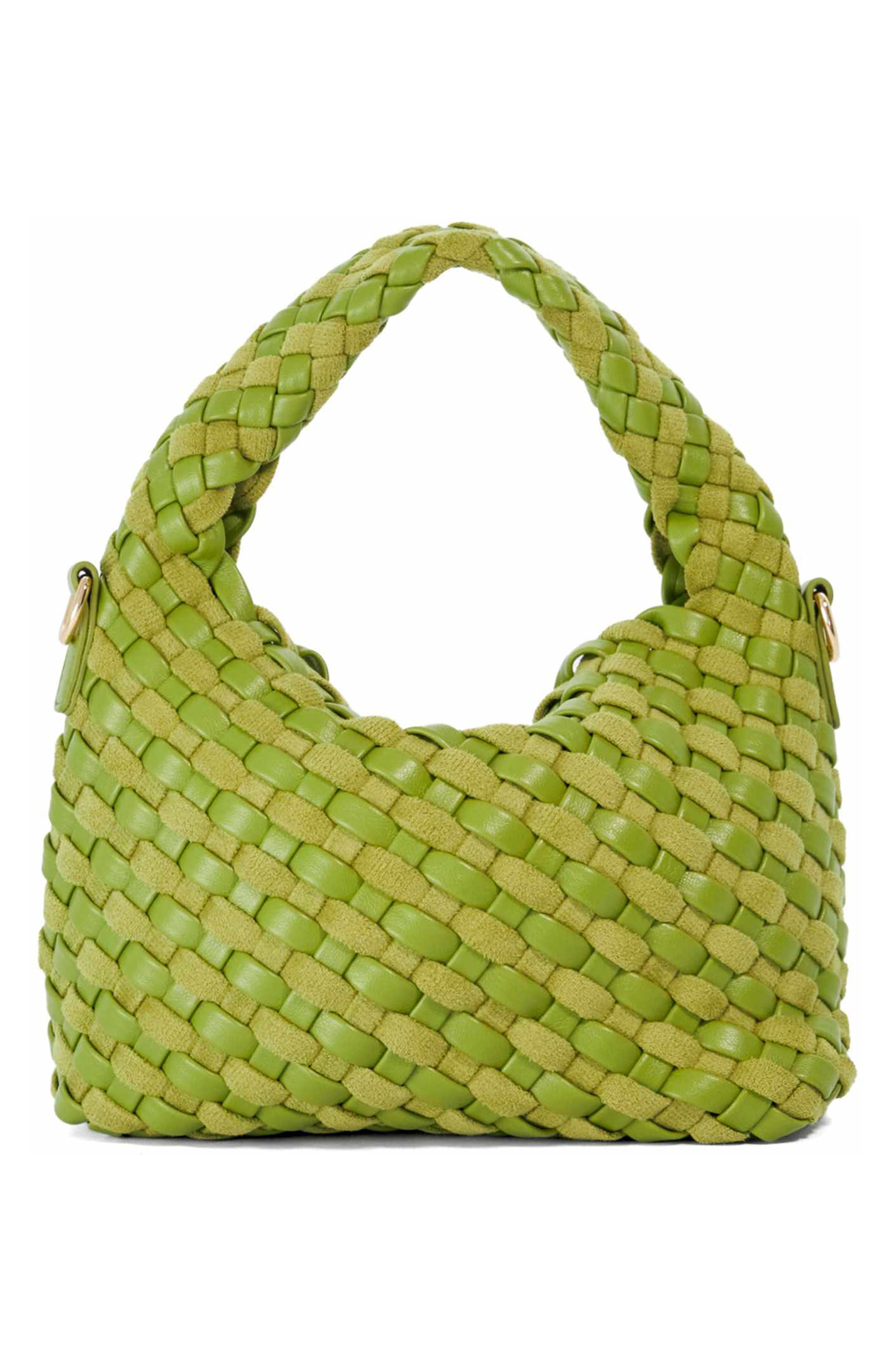 Dinkydeliberate Woven Top Handle Bag, Alternate, color, LIME