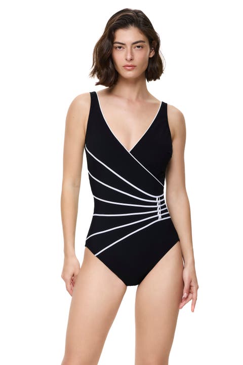 Modern Lux Surplice One Piece Swimsuit