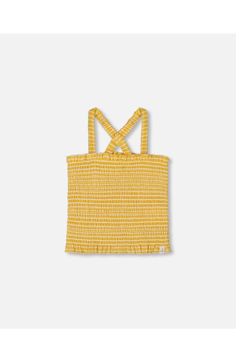 Deux par Deux Little Girl's Smocked Tank Top Pale Yellow And White, Main, color, Pale Yellow And White