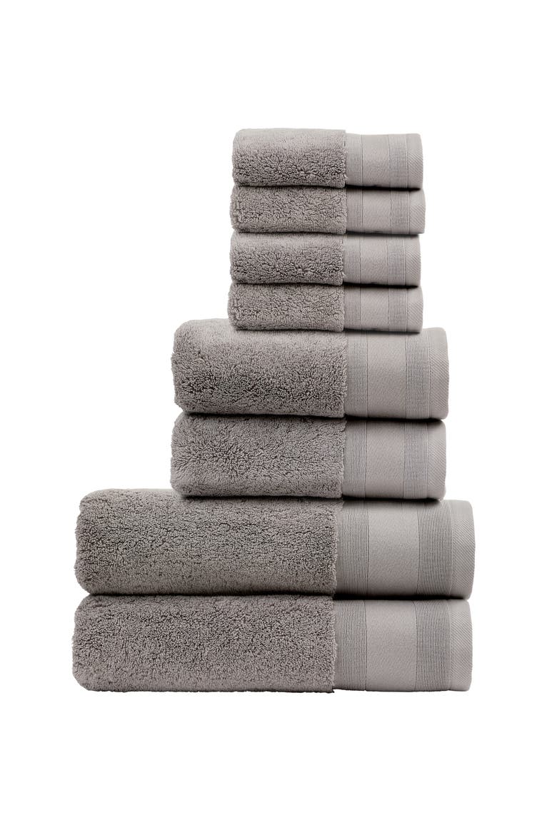 Signature Luxury 100% Turkish Cotton 8 Piece Towel Set, Main, color, Opal Gray