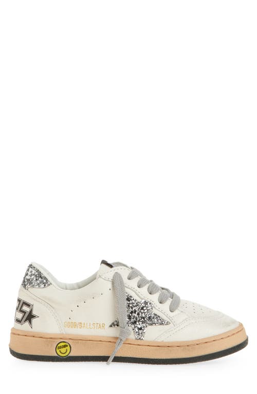 Golden Goose Ball Star Leather Sneakers In White/silver