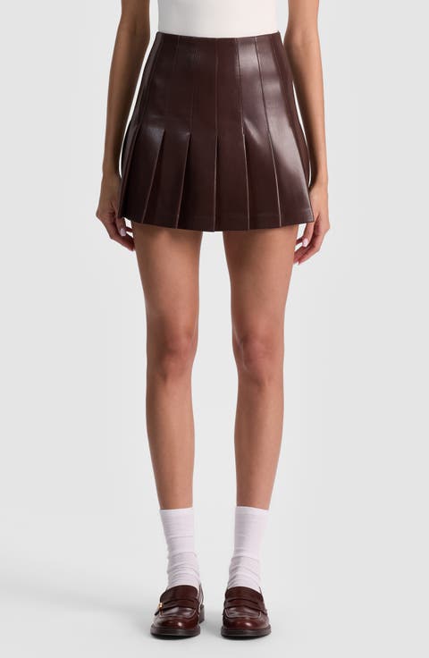 Carter Pleated Faux Leather Miniskirt