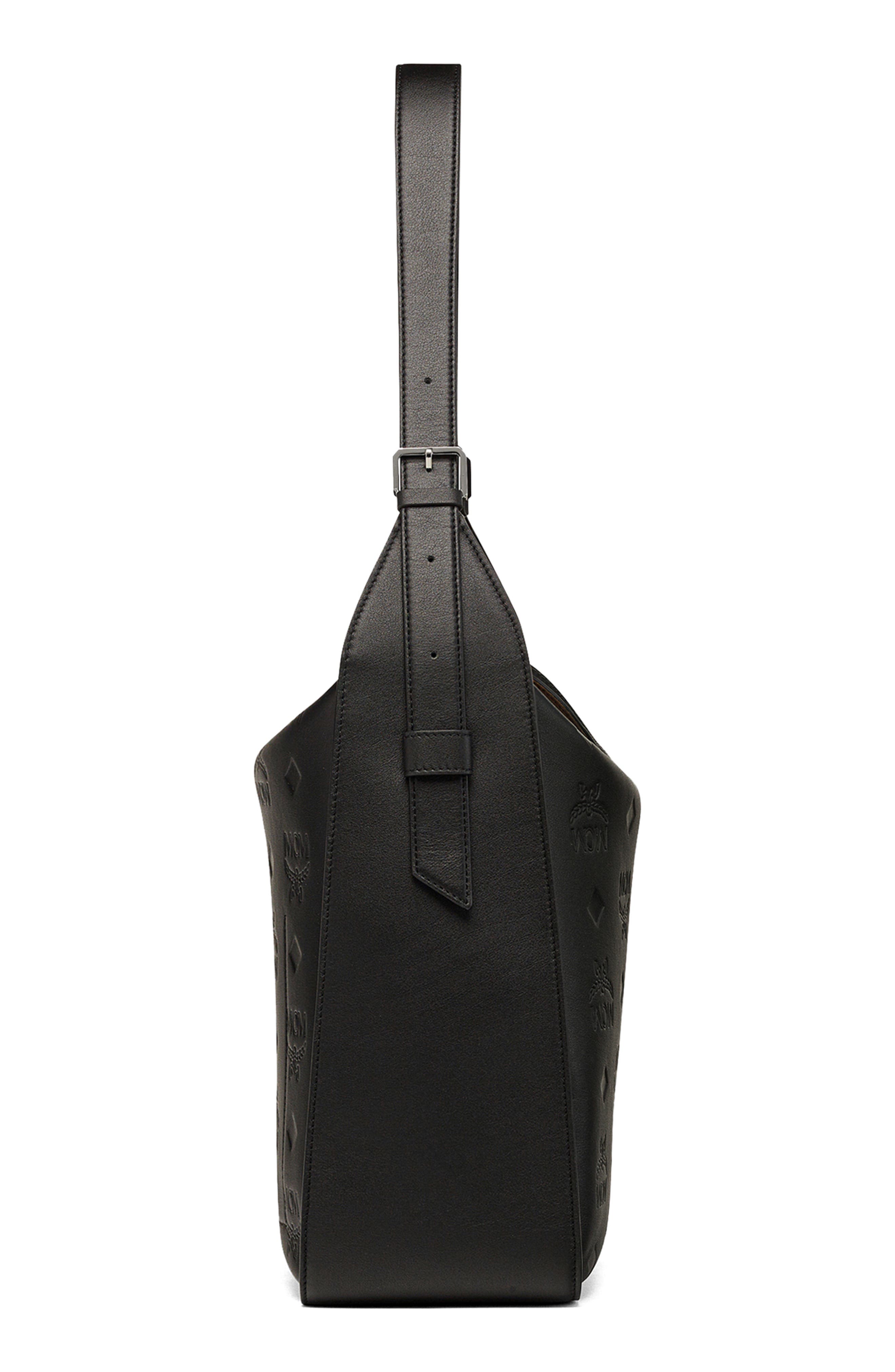 MCM Large Aren Leather Hobo Bag, Alternate, color, 