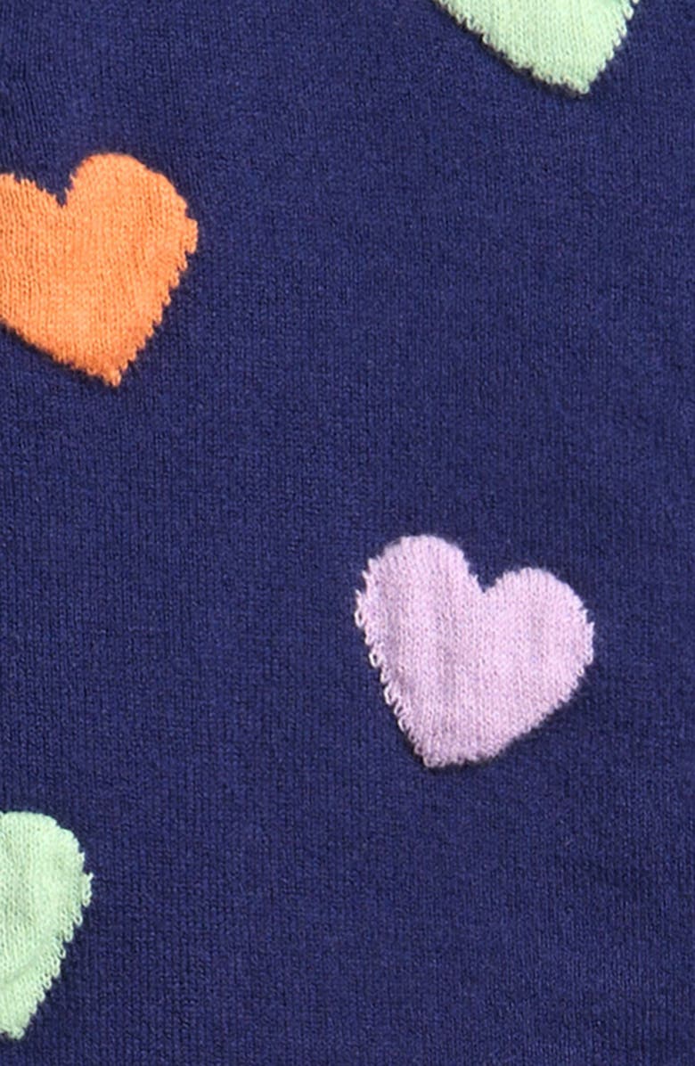 NEXT Kids' Rainbow Heart Cotton Blend Cardigan, Alternate, color, Blue